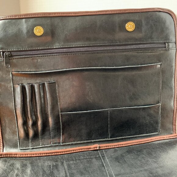 Unisex Vintage DC Black Leather Work Tote - Picture 6 of 9